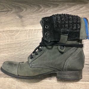 Gray Steve Madden Boots back Zip Lace Up Suede